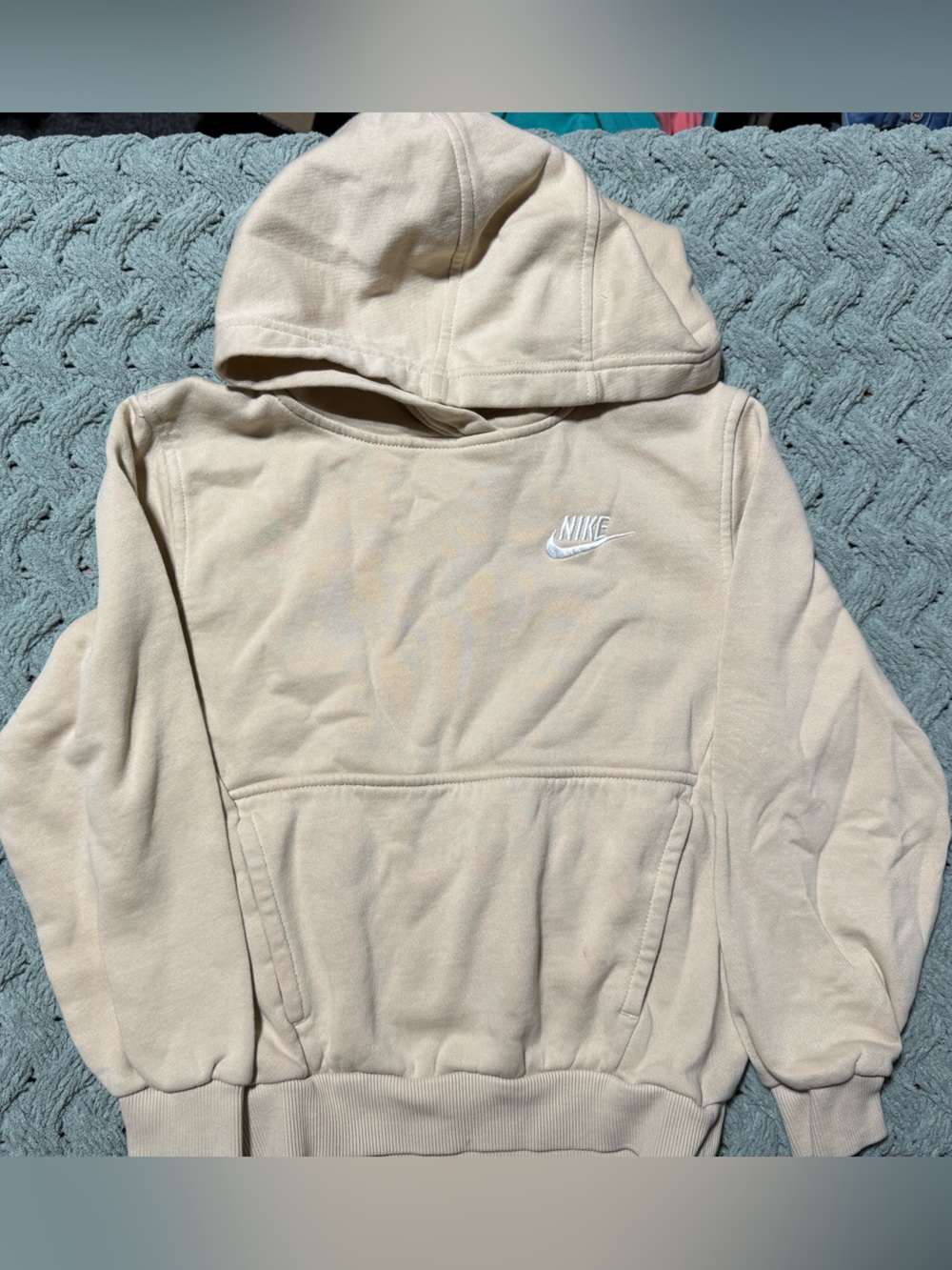 Nike Kids' Cream Hooded Sweatshirt small